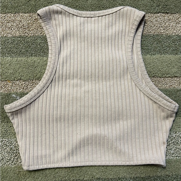 Princess Polly Tan Ribbed Crop Top - Picture 2 of 2
